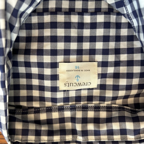 Crewcuts J.Crew J. Crew Boys Gingham Shirt 16 Ludlow Blue Plaid Button Down - Picture 5 of 8